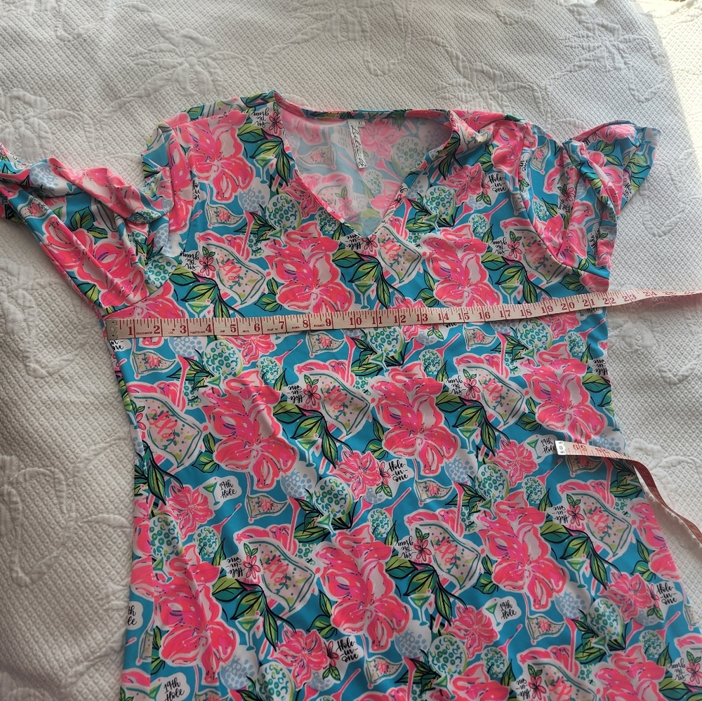 Lulu-B Floral V-Neck Dress - Pink and Blue - Picture 7 of 9